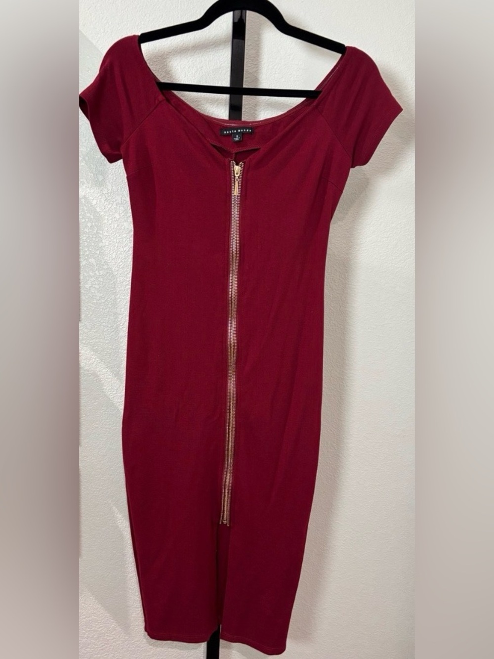 Haute Monde Wine Red Zip-Front Midi Dress pp16-18 L39 bodycon super cute!